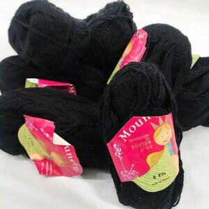 Vintage Mounette Bouton D'or Wool Angora Black 9 balls yarn